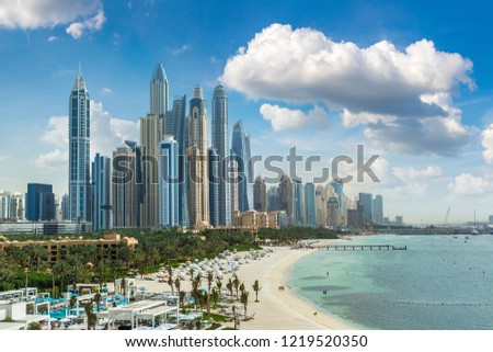 Dubai Marina in a summer day, United Arab Emirates Royalty-Free Stock Photo #1219520350
