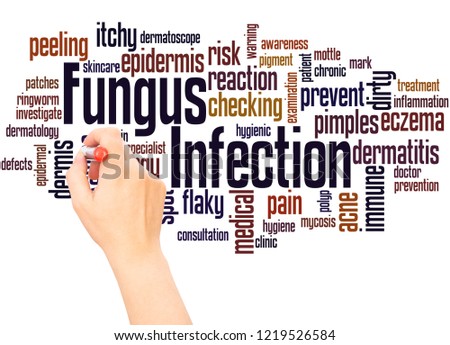 Fungus Infection word cloud hand writing concept on white background.