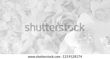 Paper flower, White roses cut from paper, Wedding decorations, Mixed wedding flower background
