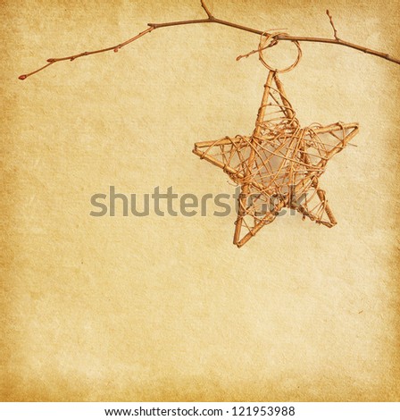 star hanging over  old paper  background