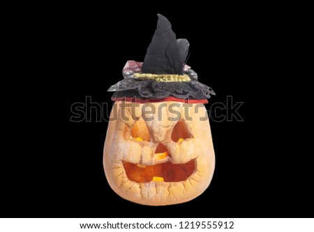 Halloween Pumpkin with witch black hat