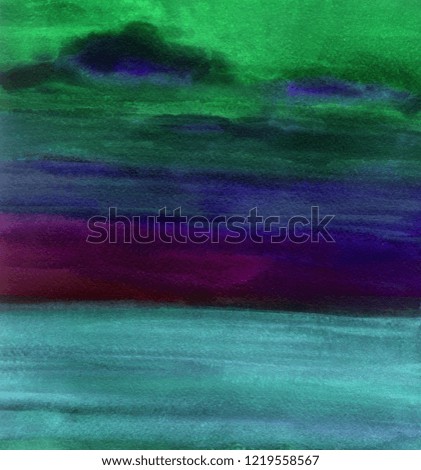 Landscape - watercolor. Background image - decorative composition. Use printed materials, signs, items, websites, maps, posters, postcards, packaging. 