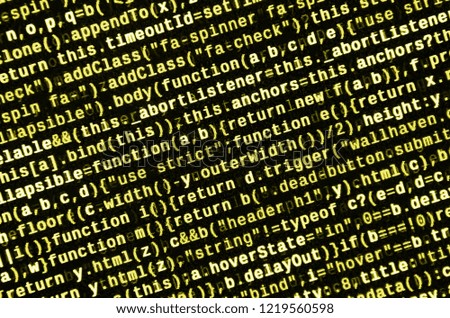 Computer program preview. Programming code typing. Information technology website coding standards for web design