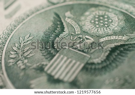 US one dollar bill detail, eagle macro photo