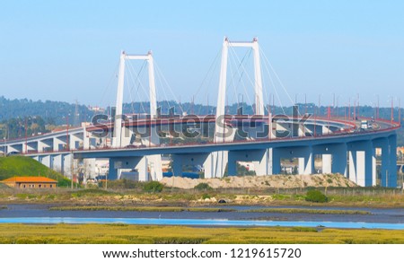 Road overpass over Mondego river in Portugal