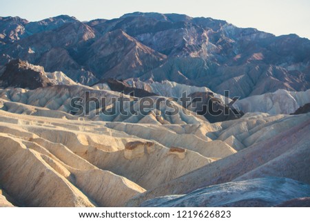 Vibrant panoramic summer view of Zabriskie point badlands in Death Valley National Park, Death Valley, Inyo County, California, USA