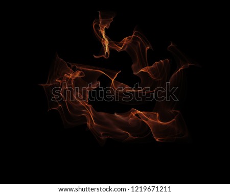 Fire flame, smoke, sparkle light or flake isolated overlay on black isolated background design. Stock photo of red, orange smoke, flame heat fire overlays abstract black background Royalty-Free Stock Photo #1219671211