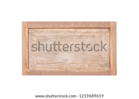 Close up empty old wood sign texture in natural patterns isolated on white background with clipping path