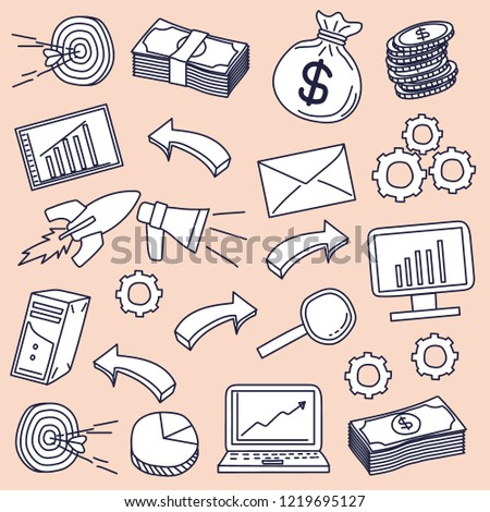 business vector icon in doodle style. vector illustration