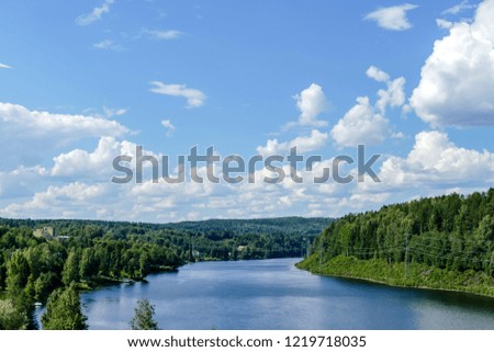 landscape with river and clouds, beautiful photo digital picture