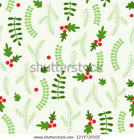 Christmas seamless pattern pine leaves with clipping mask, easy to editable