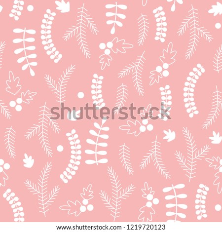 Christmas seamless pattern pine leaves with clipping mask, easy to editable