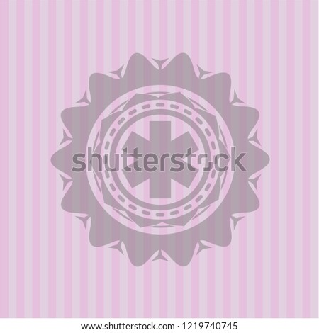 emergency cross icon inside vintage pink emblem