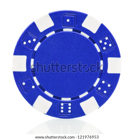 Blue poker chip isolated on white background