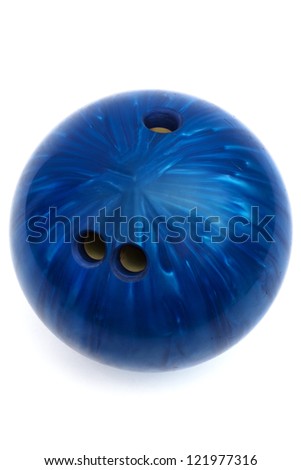 blue ball game in bowling on a white background