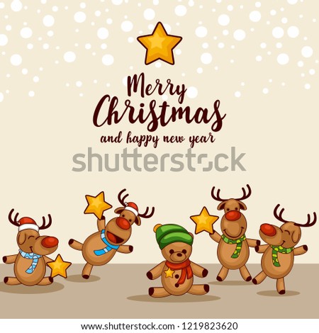 cute cartoon santa and christmas ornament. christmas greeting card illustration 