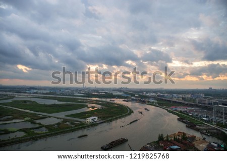 The Wide River and Beautiful Clouds Formation a Beautiful Picture