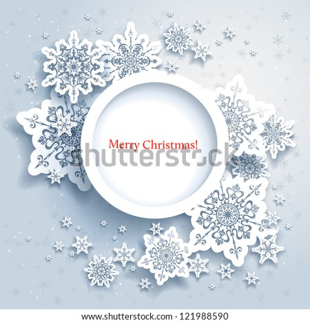 Abstract design with snowflakes and space for text
