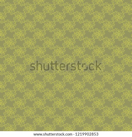 Abstract mistletoe pattern yellow green mustard diagonal curves