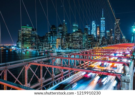 brooklyn bridge,new york,08-26-17: beautiful brooklyn bridge at night.