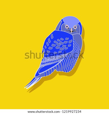 owl paper sticker on stylish background