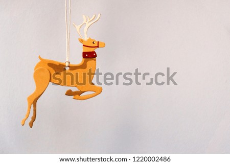 Reindeer on christmas card on white background. blank copy space