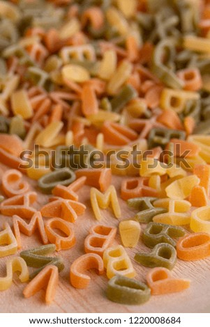 conceptual photo of text created from pasta letters - pasta.