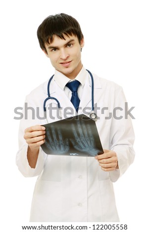A young male doctor with an X-ray picture