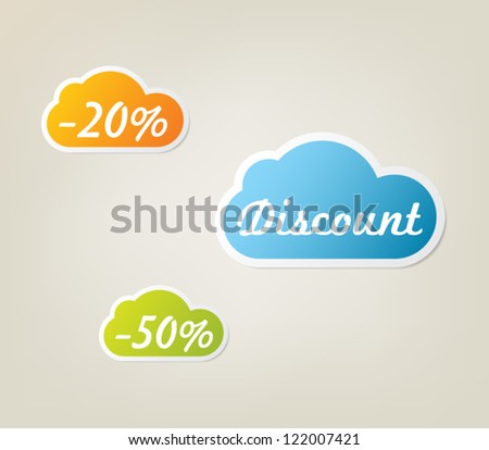 Set of vector paper sticker promo cloud banners for websites or business design