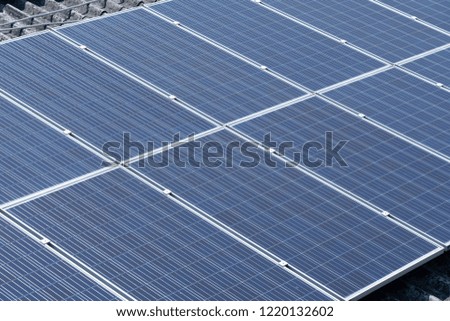 solar cell panels on the building roof