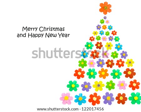 Origami flower and christmas tree