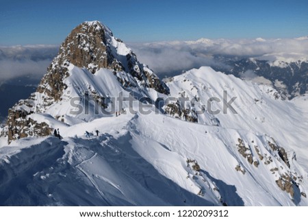 Ski resort Courchevel in France.Alps mountains