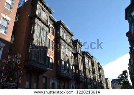 Boston, Mass where colonial era buildings sit next to modern architecture