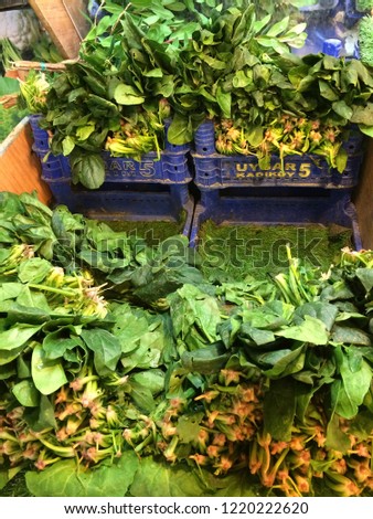 Spinach at a market stall