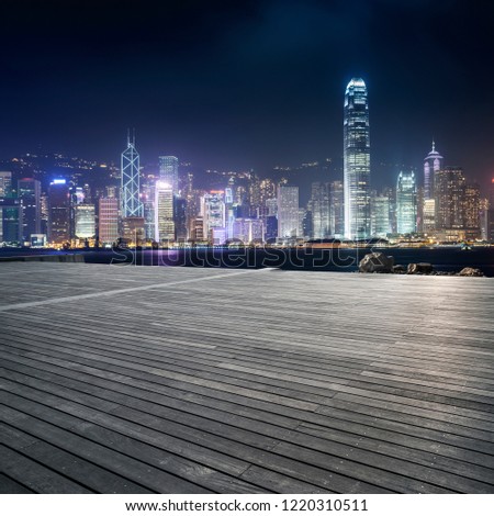 Hongkong skyline and blank floor