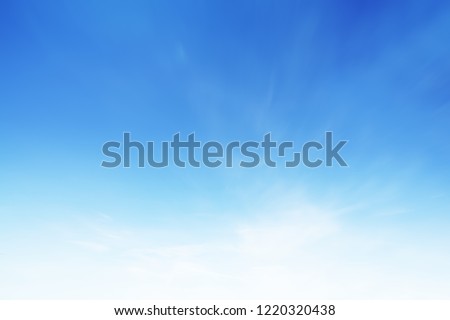 Cloud sky sunrise during morning background. Blue pastel heaven,soft focus lens flare sunlight. Abstract blurred white cyan gradient of peaceful nature. Open view windows beautiful summer spring Royalty-Free Stock Photo #1220320438
