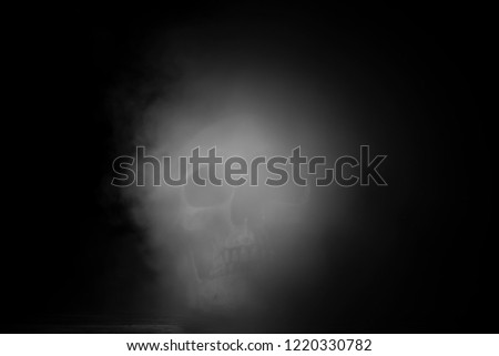 abstract art picture of human skull, black and white