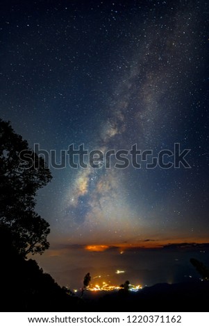 Milky Way and starry sky captured at high altitude in summertime 