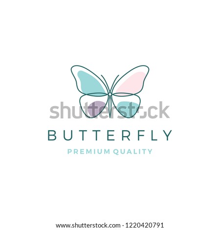 butterfly logo vector line outline monoline icon illustration