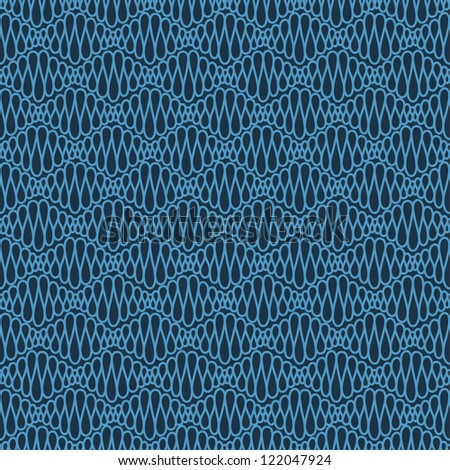 Abstract seamless blue pattern with curly lines. Vector illustration
