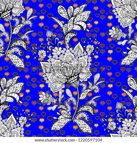 Sketch cute background. Doodles black, blue and white on colors. Nice pattern for wrapping paper vector.