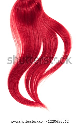 Curl of natural pink hair on white background