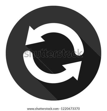 Refresh icon. Reload sign. Undo vector icon. Redo symbol. Update icon. Rotation sign. Arrow icon. EPS 10 flat symbol. Round symbol with shadow