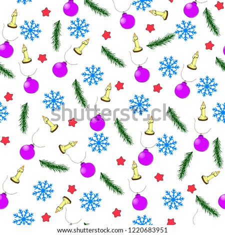 seamless pattern for decoration of new year and winter cards, invitations, labels, covers, stickers, posters, for printingon fabric, on paper.