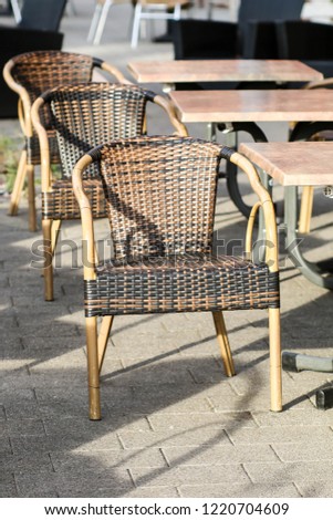 tables and chairs of outdoor cafe
