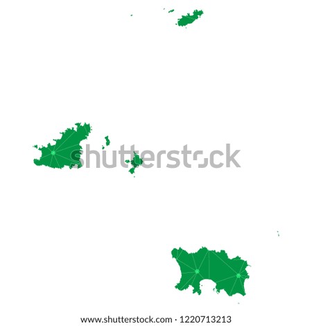 Map of Channel Islands from Polygonal wire frame low poly mesh,Channel Islands map Vector Illustration EPS10.