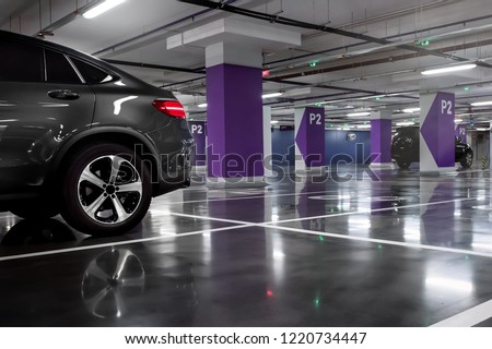 The car on the underground parking