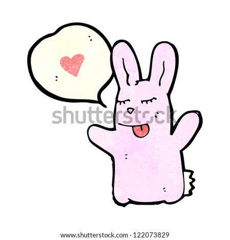 cartoon pink bunny with love heart
