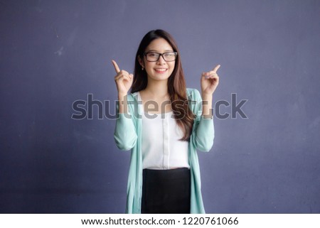 thai china adult office girl glasses pointing