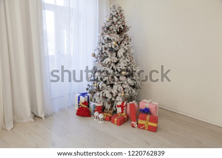 Winter new year Christmas tree with gifts